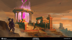 Concept art of Hephaistos Ruin from the video game Immortals Fenyx Rising by Fernanders Sam