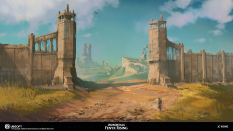 Concept art of Wall Gate from the video game Immortals Fenyx Rising by Jing Cherng Wong