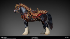 Concept art of Armoured Horse from the video game Immortals Fenyx Rising by Kira Wigg