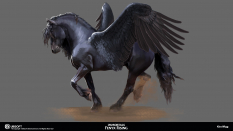 Concept art of Pegasus from the video game Immortals Fenyx Rising by Kira Wigg