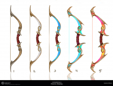 Concept art of Bows from the video game Immortals Fenyx Rising by Gabriel Blain