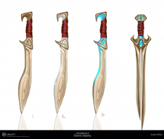 Concept art of Swords from the video game Immortals Fenyx Rising by Gabriel Blain