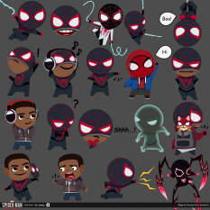 Concept art of Photo Mode Emojis from the video game Spider Man Miles Morales by Sing Ji