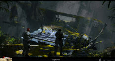 Concept art of Crash Site from the video game Gears 5 Hivebusters by Greg Danton