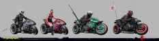 Concept art of Tyger Claw Bikers from the video game Cyberpunk 2077 Additions 02 by Bernard Kowalczuk