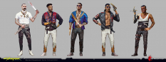 Concept art of Valentions Gang Members from the video game Cyberpunk 2077 Additions 02 by Bernard Kowalczuk