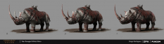 Concept art of War Ravaged White Rhino from the video game Conan Exiles by Diogo Rodrigues