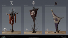 Concept art of Camp Banners from the video game Conan Exiles by Filipe Augusto