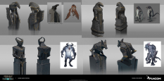 Concept art of Elder Vaults Races Statues from the video game Conan Exiles by Daniele Solimene