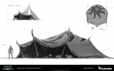 Concept art of Stygian Tent Sketch from the video game Conan Exiles by Diogo Rodrigues