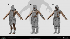 Concept art of First Man Armor Concepts from the video game Conan Exiles by Filipe Augusto