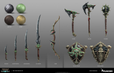 Concept art of Grey Ones Weapon Set from the video game Conan Exiles by Diogo Rodrigues