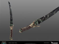 Concept art of Obsidian Katana from the video game Conan Exiles by Daniele Solimene