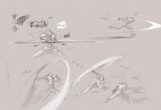 Concept art of Sword Action from the video game Darksiders Genesis by Joe Madureira