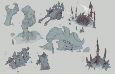 Concept art of Demon Props from the video game Darksiders Genesis by Baldi Konijn