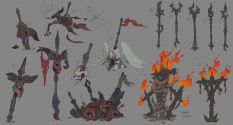 Concept art of Story Telling Props from the video game Darksiders Genesis by Baldi Konijn