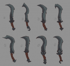 Concept art of Strife's Daggers from the video game Darksiders Genesis by Baldi Konijn