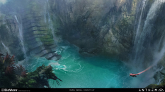 Concept art of Diving Point from the video game Anthem by Ramil Sunga