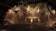 Concept art of Fort Tarsis Bar from the video game Anthem by Ken Fairclough