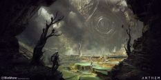 Concept art of Nexus Acid Pools from the video game Anthem by Ken Fairclough