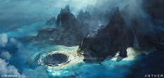 Concept art of Nexus Coast Peninsula from the video game Anthem by Ken Fairclough