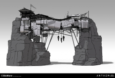 Concept art of Scar Camp Exploration from the video game Anthem by Steve Klit