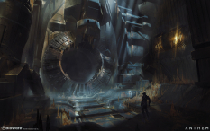Concept art of Shaper Ruins from the video game Anthem by Ken Fairclough