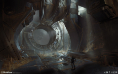 Concept art of Shaper Ruins from the video game Anthem by Ken Fairclough