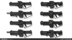 Concept art of Praetorian Weapons Exploration from the video game Anthem by Alex Figini
