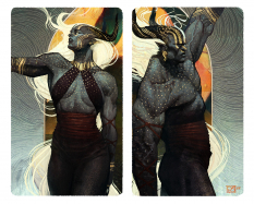 Concept art of Qunari Race Gender Card from the video game Dragon Age Inquisition Additions 03 by Ramil Sunga