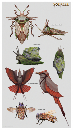 Concept art of Earth Realm Small Critters from the video game Godfall by Raphaëlle Deslandes