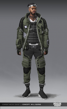 Concept art of Saint from the video game Rogue Company by Will Burns