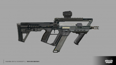 Concept art of Mambe Rifle from the video game Rogue Company by Trevor Brown
