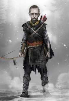 Concept art of Atreus from the video game God Of War by Dela Longfish