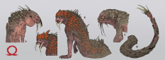 Concept art of Crawler from the video game God Of War by Stephen Oakley