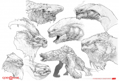 Concept art of Hraezlyr Dragon Boss from the video game God Of War by Stephen Oakley