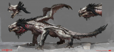 Concept art of Hraezlyr Dragon Boss from the video game God Of War by Stephen Oakley