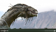 Concept art of World Serpent from the video game God Of War by Stephen Oakley