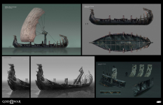 Concept art of Helheim Boat from the video game God Of War by Jin Kim