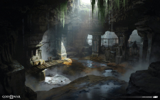 Concept art of Jotnar Ruins from the video game God Of War by Mark Castanon