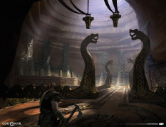 Concept art of Jotunheim Interior from the video game God Of War by Mark Castanon