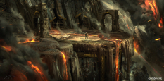 Concept art of Muspelheim Arena from the video game God Of War by Abe Taraky