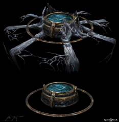 Concept art of Realm Travel Device from the video game God Of War by Abe Taraky