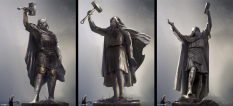 Concept art of Statue Of Thor from the video game God Of War by Abe Taraky