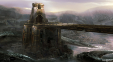 Concept art of The Realm Gates from the video game God Of War by Abe Taraky