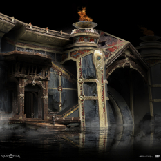 Concept art of Tyr's Temple from the video game God Of War by Luke Berliner