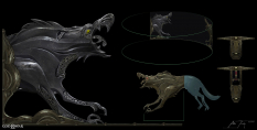 Concept art of Tyr Temple Skoll Hati Puzzle from the video game God Of War by Abe Taraky