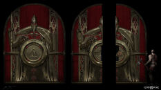 Concept art of Tyr Temple Vault Door from the video game God Of War by Abe Taraky