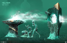 Concept art of Helheim Lightsource from the video game God Of War by Jin Kim