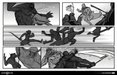 Concept art of The Hunt Storyboard from the video game God Of War by Joe M Kennedy